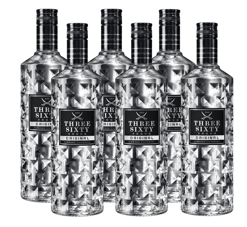Produktabbildung 6x THREE SIXTY Vodka 0,7l
