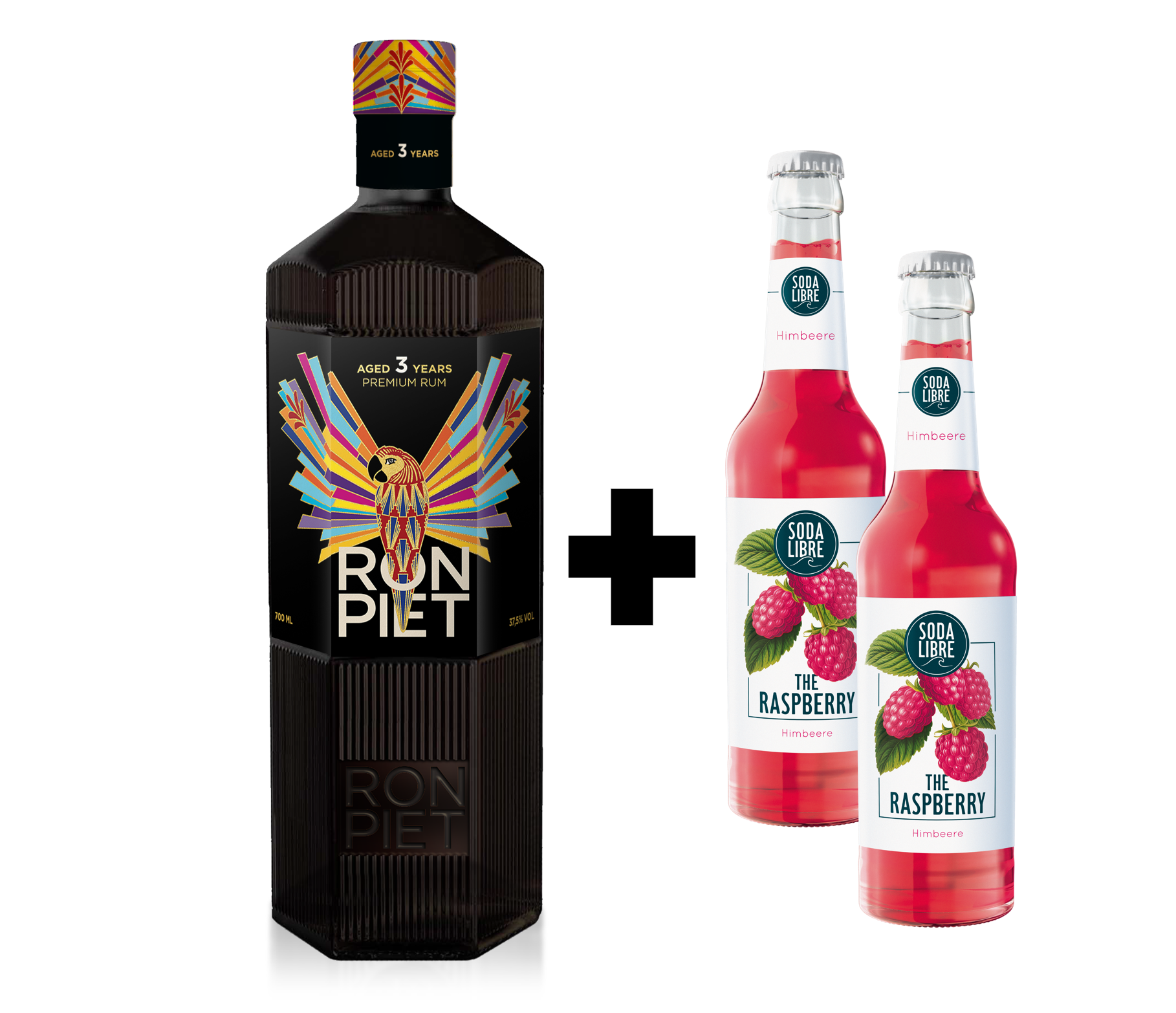 Produktabbildung RON PIET 3 Jahre 0,7l+2x Soda Libre The Raspberry 0,33l