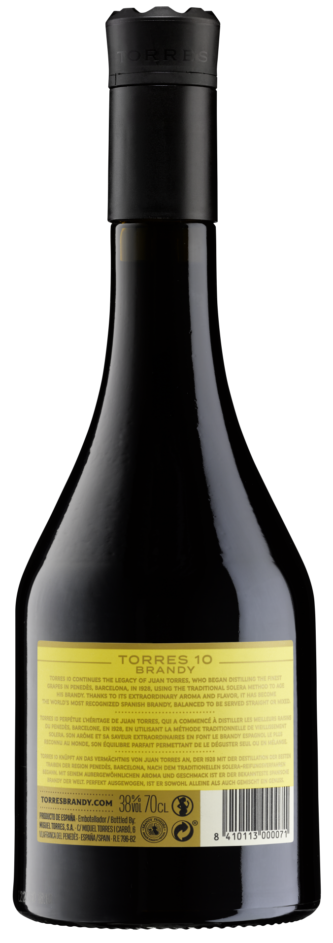 TORRES 10 Imperial Brandy Rückseite